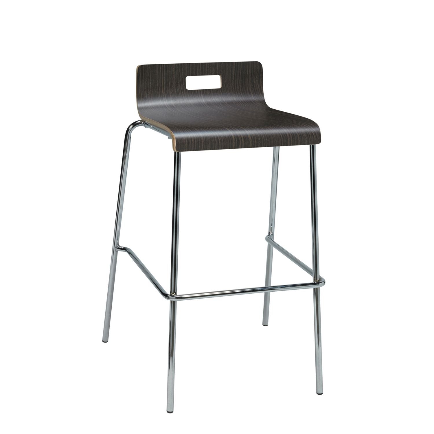 Pedestal Bistro Table with Four Espresso Jive Series Barstools, Round, 36" Dia x 41h, Designer White, Ships in 4-6 Bus Days