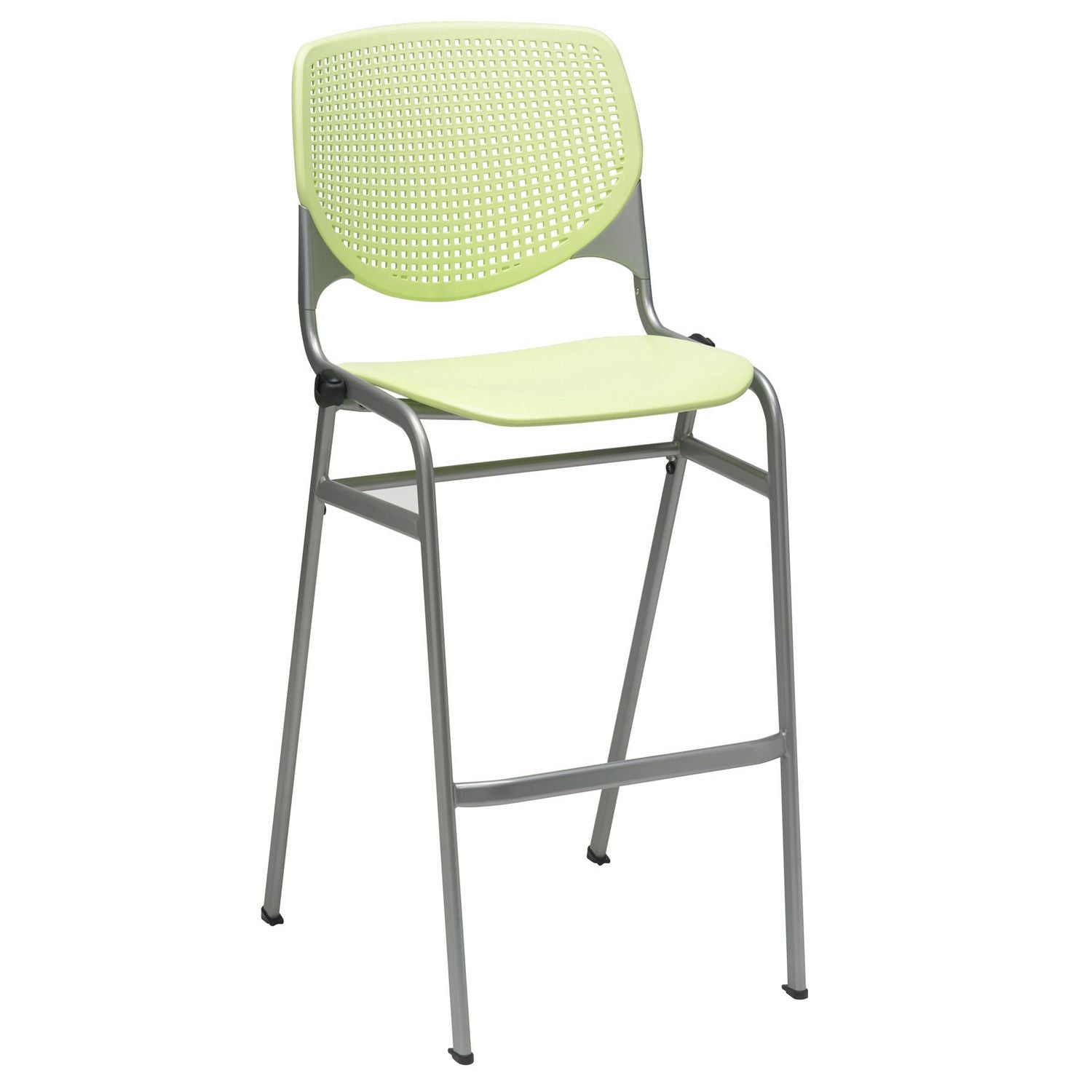 Pedestal Bistro Table with Four Lime Green Kool Series Barstools, Round, 36" Dia x 41h, Designer White, Ships in 4-6 Bus Days