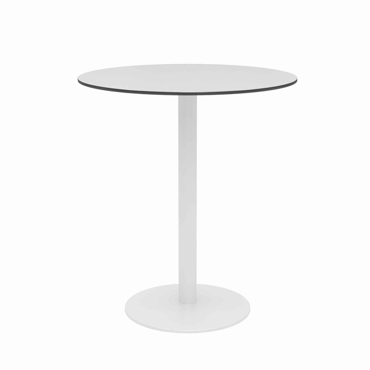Eveleen Outdoor Patio Table with Two Mocha Powder-Coated Polymer Chairs, 30" Dia x 29h, Gray, Ships in 4-6 Business Days