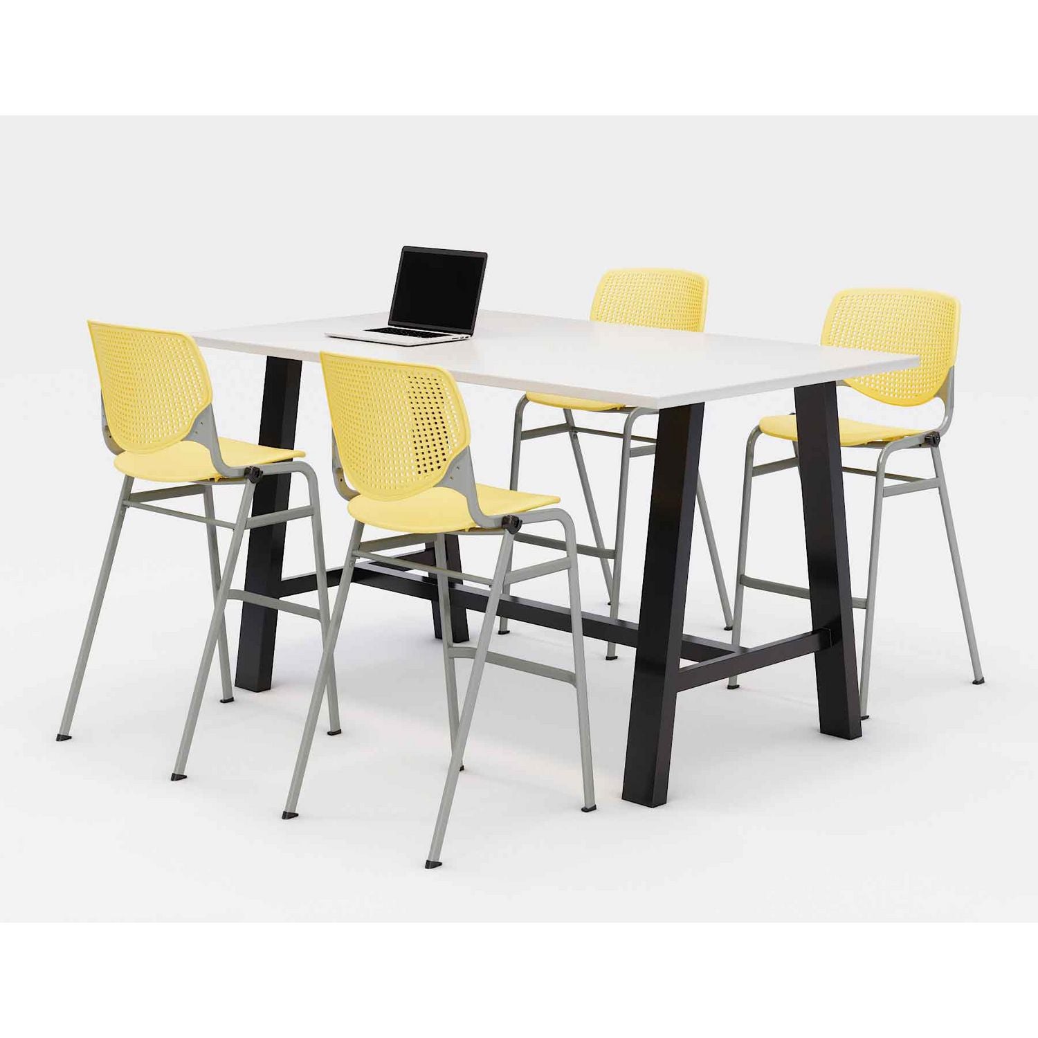 midtown-bistro-dining-table-with-four-yellow-kool-barstools-36-x-72-x-41-designer-white-ships-in-4-6-business-days_kfi840031900586 - 1