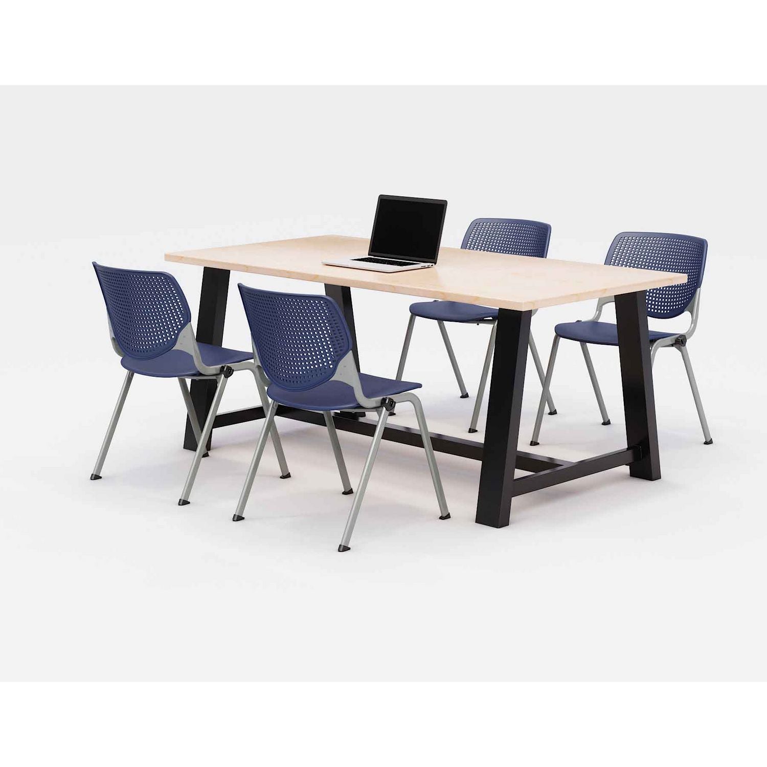 midtown-dining-table-with-four-navy-kool-series-chairs-36-x-72-x-30-kensington-maple-ships-in-4-6-business-days_kfi840031900432 - 1