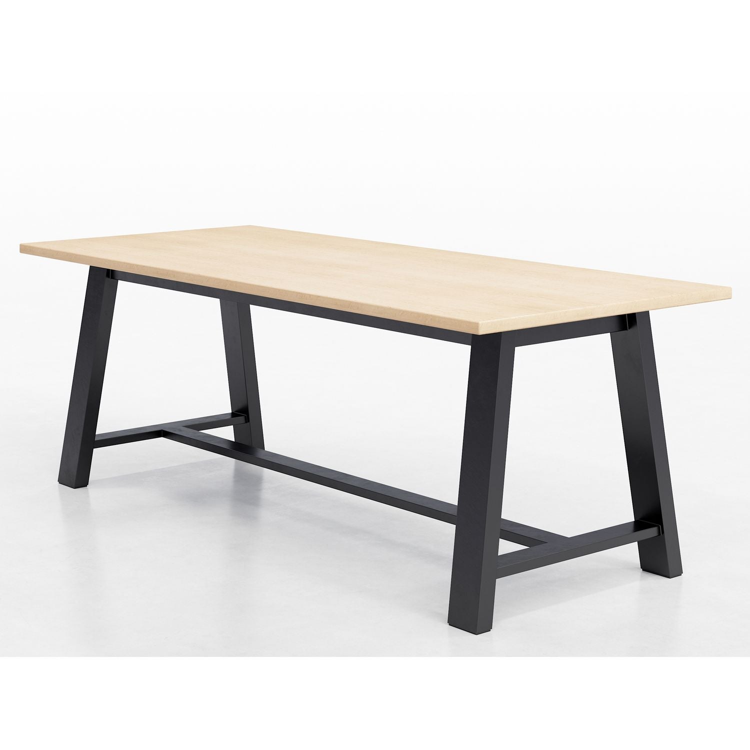 Midtown Dining Table with Four Sky Blue Kool Series Chairs, 36 x 72 x 30, Kensington Maple, Ships in 4-6 Business Days