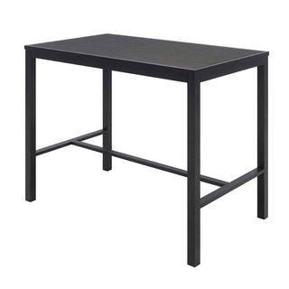 Eveleen Outdoor Bistro Patio Table with Four Black Powder-Coated Polymer Barstools, 32 x 55, Black, Ships in 4-6 Bus Days