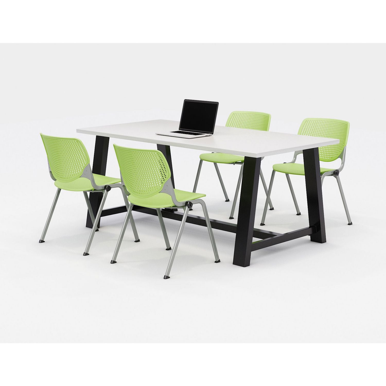 midtown-dining-table-with-four-lime-green-kool-series-chairs-36-x-72-x-30-designer-white-ships-in-4-6-business-days_kfi840031900302 - 1