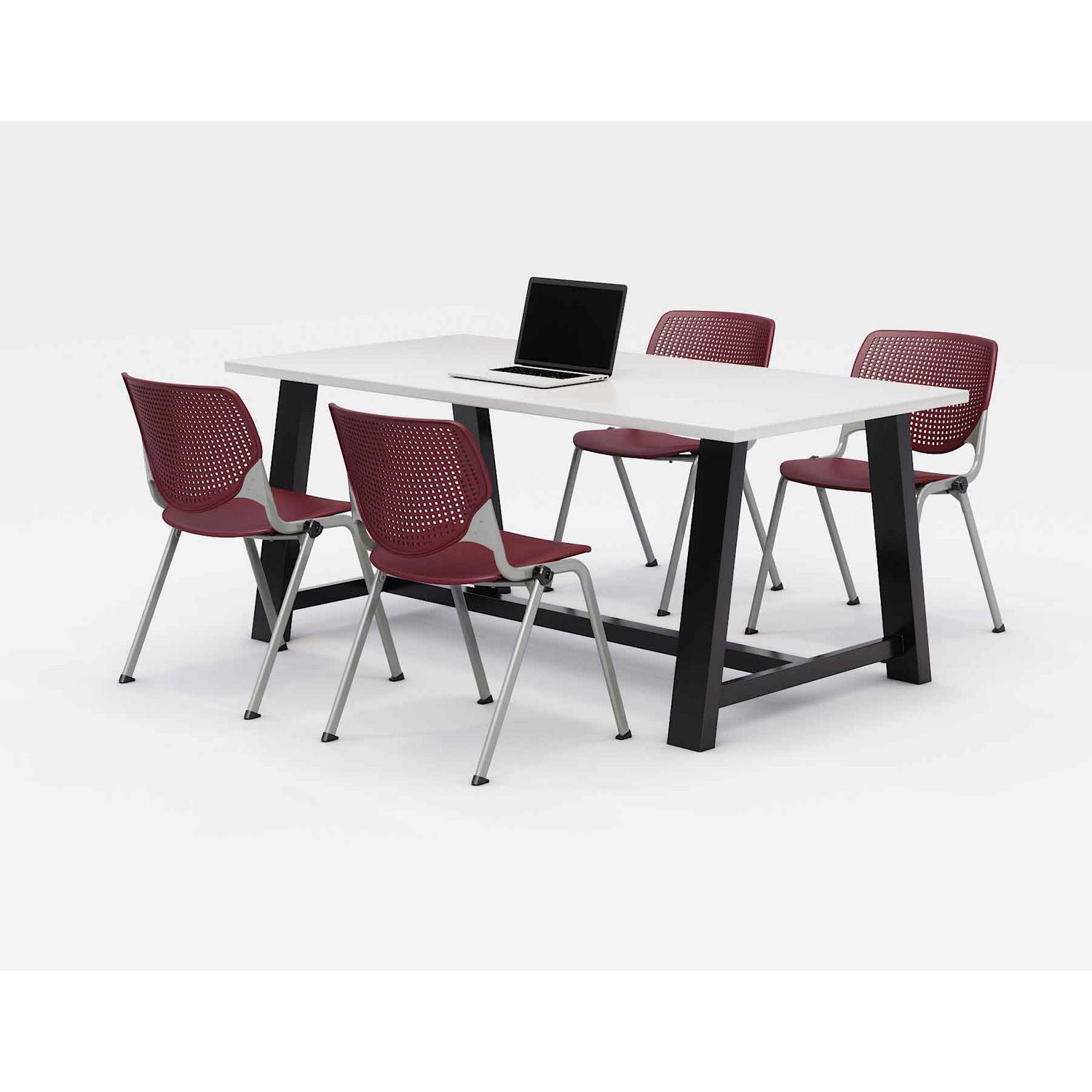 midtown-dining-table-with-four-burgundy-kool-series-chairs-36-x-72-x-30-designer-white-ships-in-4-6-business-days_kfi840031900258 - 1