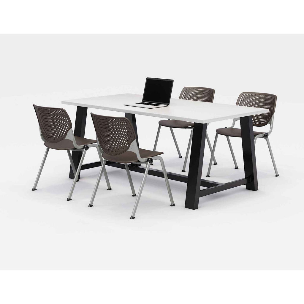 Midtown Dining Table with Four Brownstone Kool Series Chairs, 36 x 72 x 30, Designer White, Ships in 4-6 Business Days