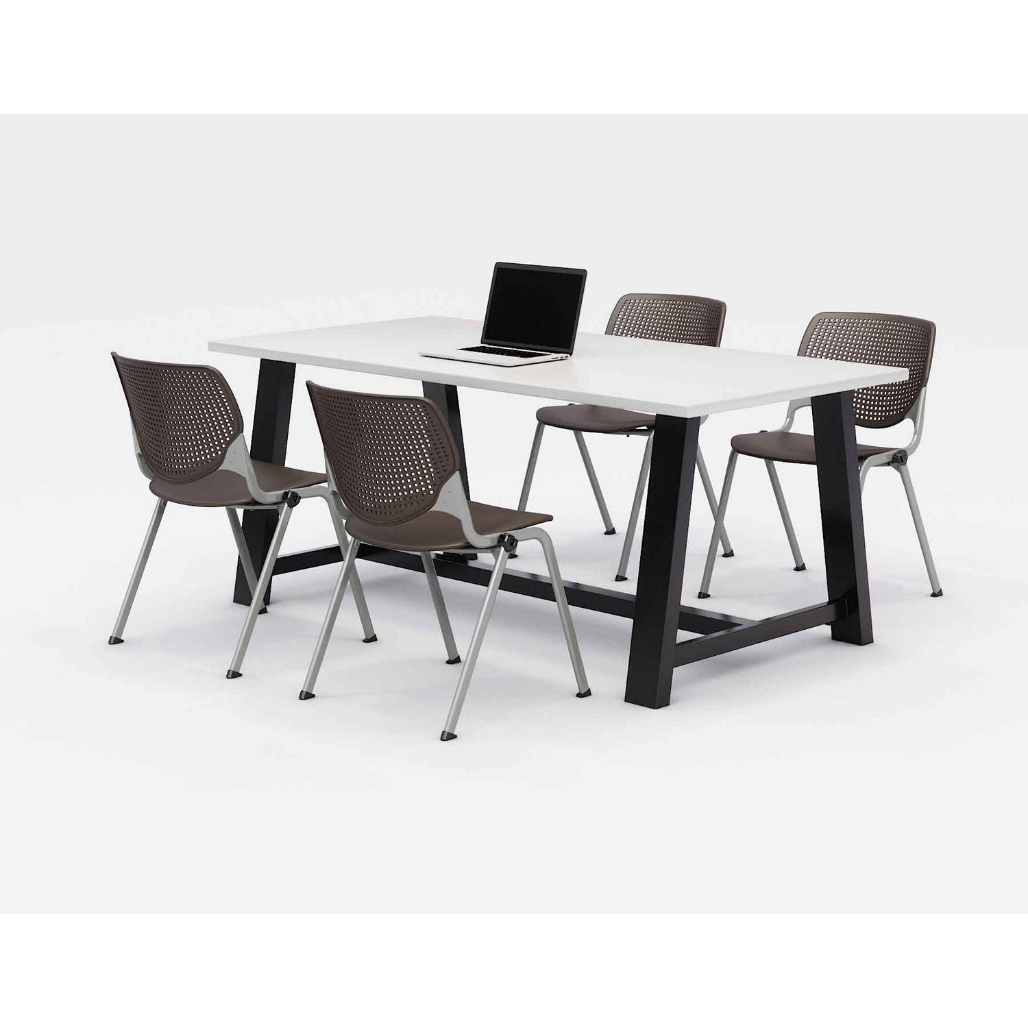 Midtown Dining Table with Four Brownstone Kool Series Chairs, 36 x 72 x 30, Designer White, Ships in 4-6 Business Days