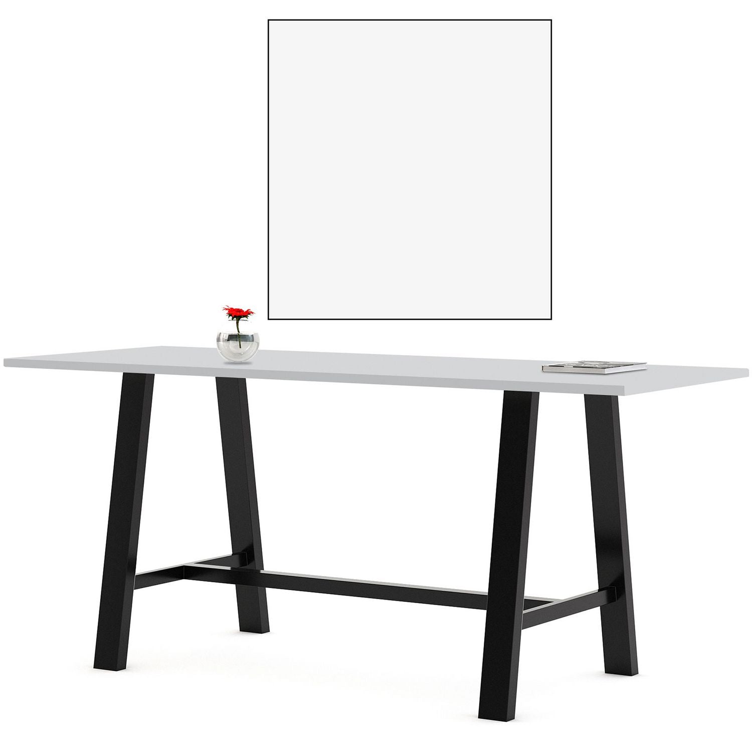 Midtown Bistro Dining Table with Four Lime Green Kool Barstools, 36 x 72 x 41, Designer White, Ships in 4-6 Business Days