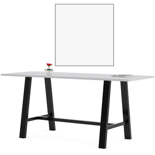 Midtown Bistro Dining Table with Four Brownstone Kool Barstools, 36 x 72 x 41, Designer White, Ships in 4-6 Business Days