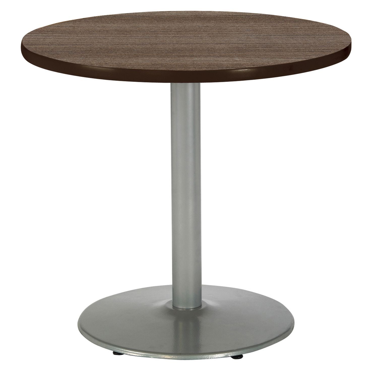 Pedestal Table with Four White Kool Series Chairs, Round, 36" Dia x 29h, Studio Teak, Ships in 4-6 Business Days