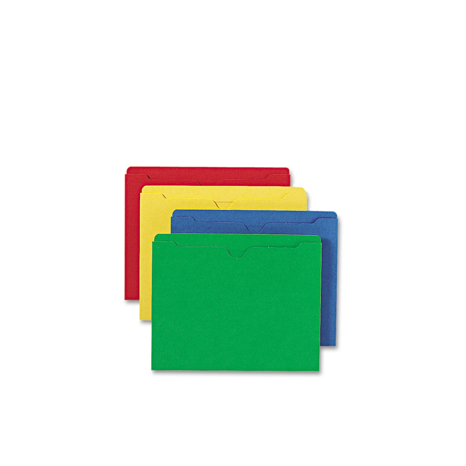 Colored File Jackets with Reinforced Double-Ply Tab, Straight Tab, Letter Size, Assorted Colors, 100/Box - 