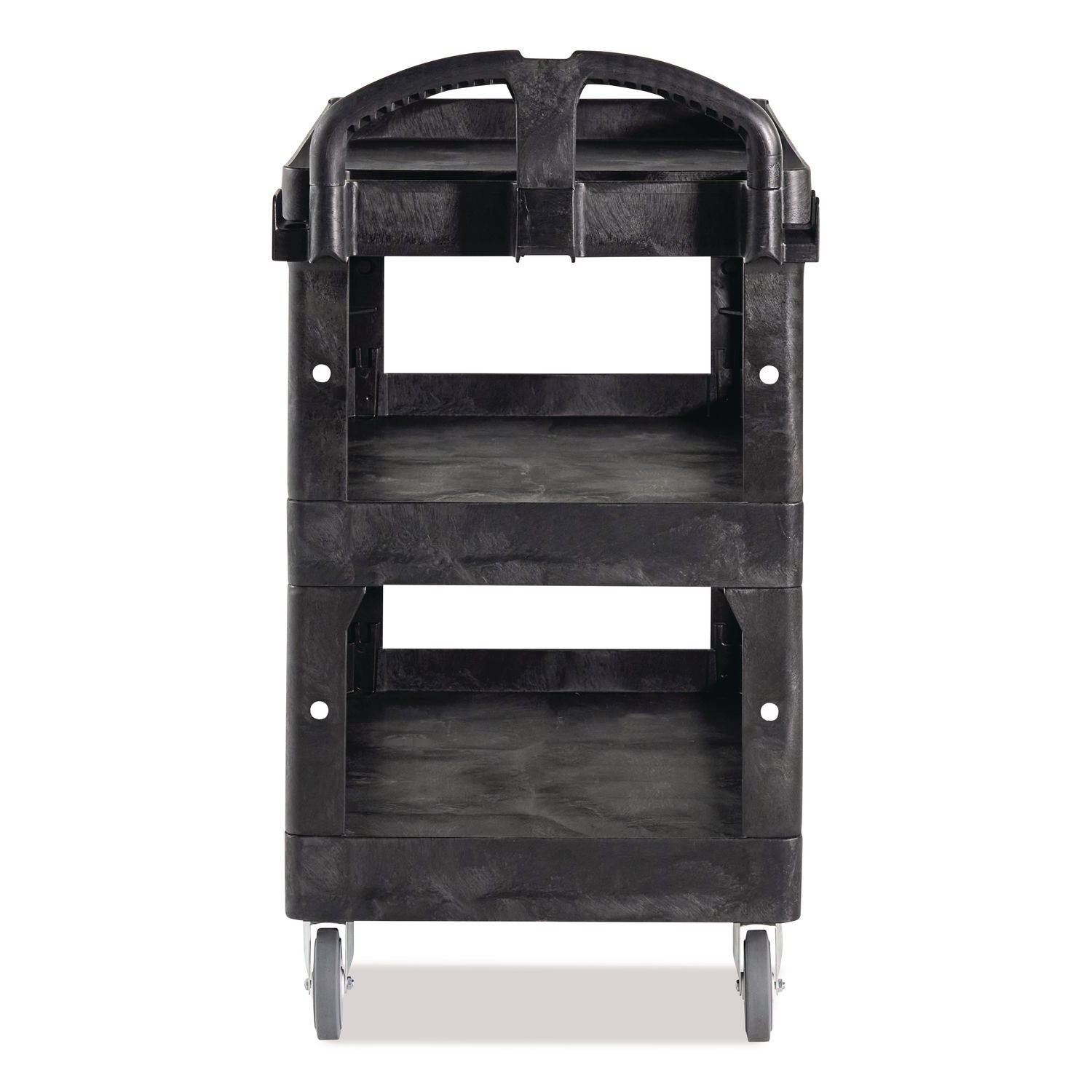 BRUTE 3-Shelf Heavy-Duty Ergo Lipped Utility Cart, Resin, 3 Shelves, 600 lb Capacity, 25.24" x 44" x 47", Black
