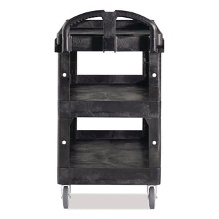 BRUTE 3-Shelf Heavy-Duty Ergo Lipped Utility Cart, Resin, 3 Shelves, 600 lb Capacity, 25.24" x 44" x 47", Black