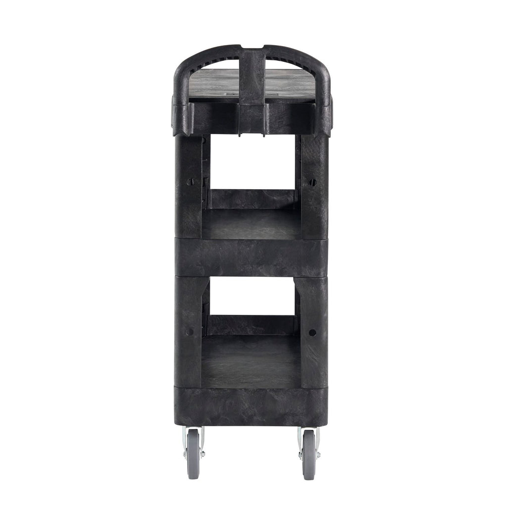 BRUTE 3-Shelf Heavy-Duty Ergo Flat Utility Cart, Resin, 3 Shelves, 600 lb Capacity, 25.24" x 48.63" x 46.18", Black