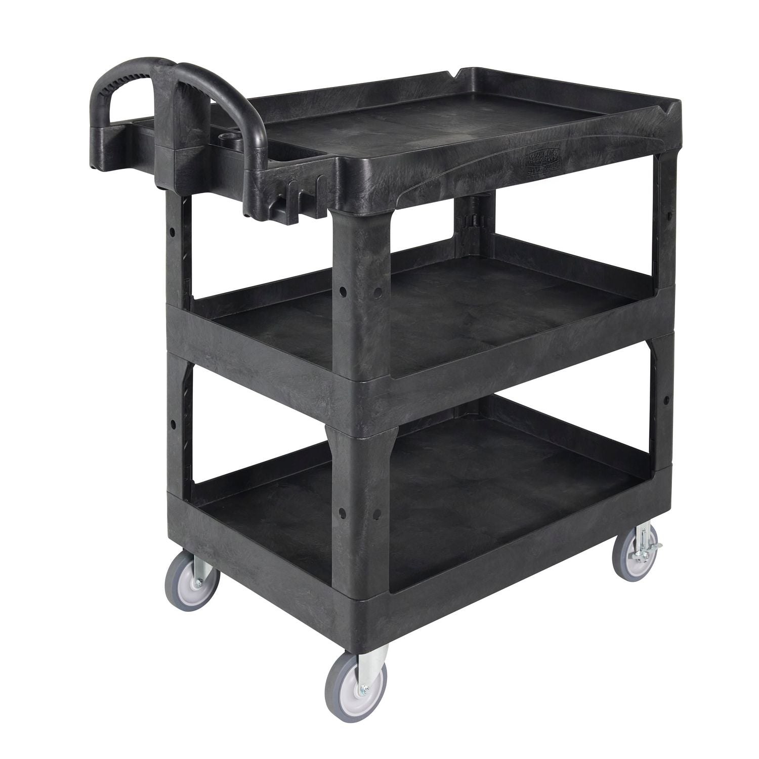 brute-3-shelf-heavy-duty-ergo-lipped-utility-cart-resin-3-shelves-600-lb-capacity-2524-x-44-x-47-black_rcp2196862 - 2