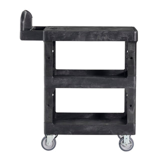 BRUTE 3-Shelf Heavy-Duty Ergo Flat Utility Cart, Resin, 3 Shelves, 600 lb Capacity, 25.24" x 48.63" x 46.18", Black