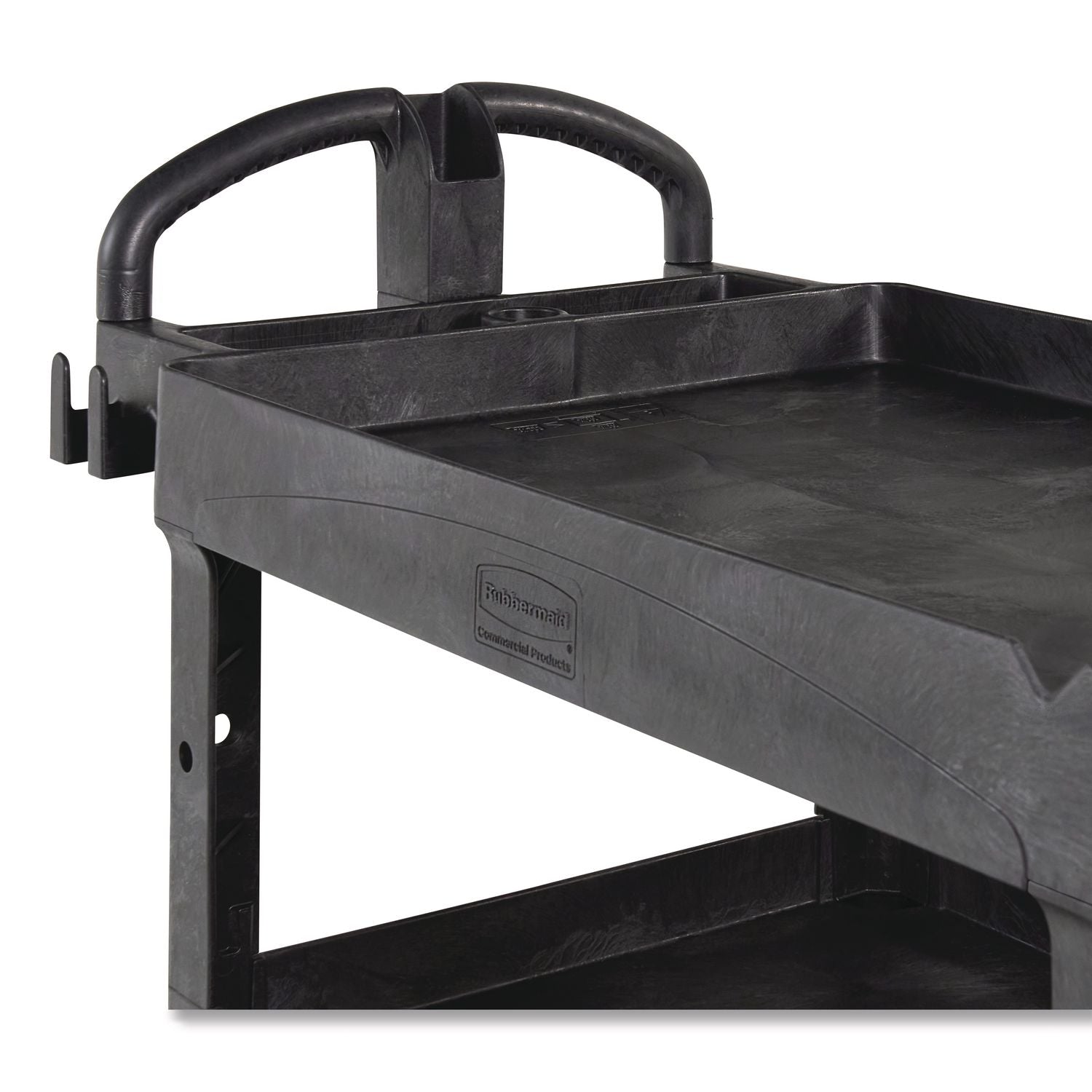 BRUTE 3-Shelf Heavy-Duty Ergo Lipped Utility Cart, Resin, 3 Shelves, 600 lb Capacity, 25.24" x 44" x 47", Black