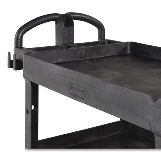 BRUTE 3-Shelf Heavy-Duty Ergo Lipped Utility Cart, Resin, 3 Shelves, 600 lb Capacity, 25.24" x 44" x 47", Black