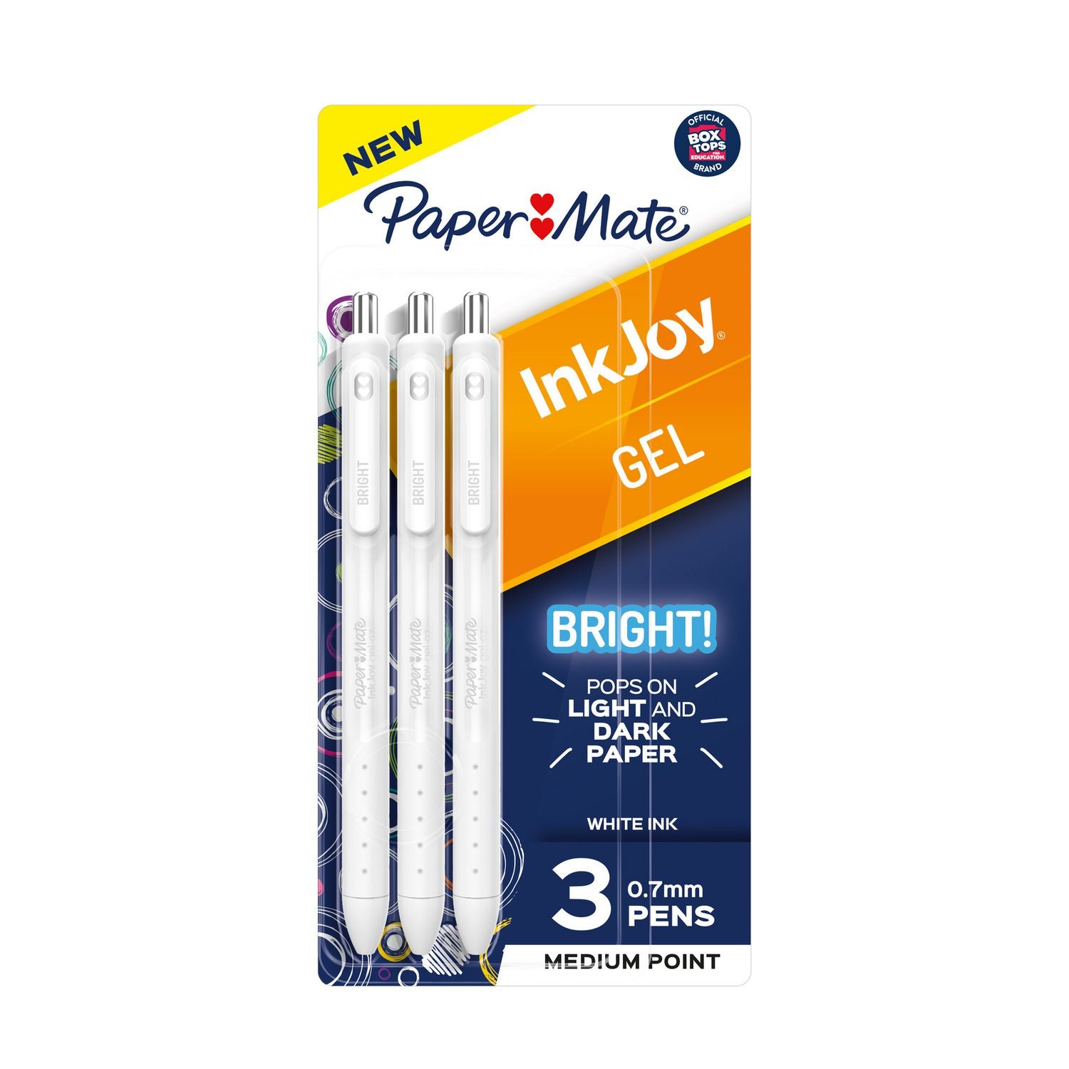 inkjoy-gel-bright-retractable-pen-medium-07-mm-white-ink-white-barrel-3-pack_pap2196363 - 1