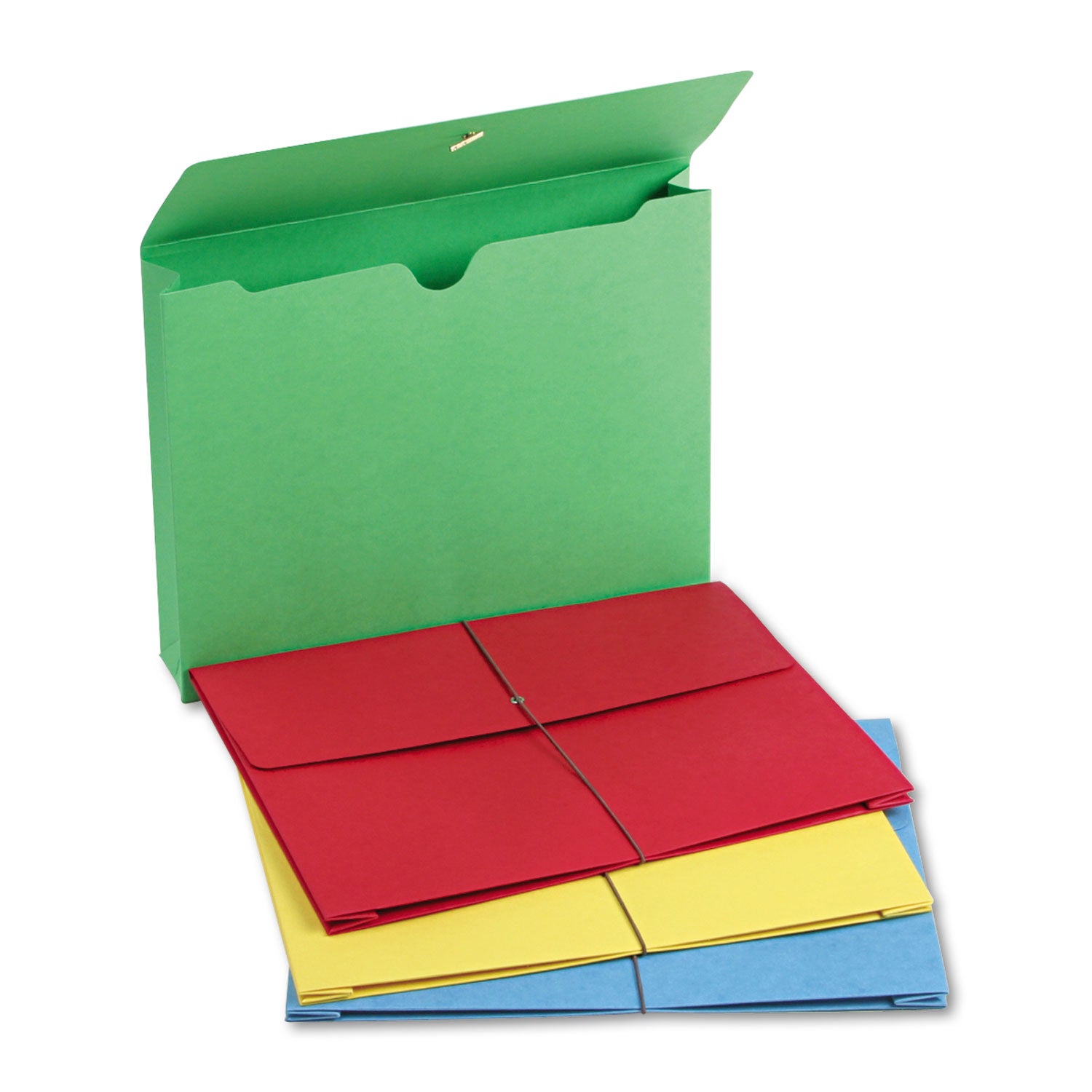Expanding Wallet with Elastic Cord, 2" Expansion, 1 Section, Elastic Cord Closure, Letter Size, Assorted Colors, 50/Box - 