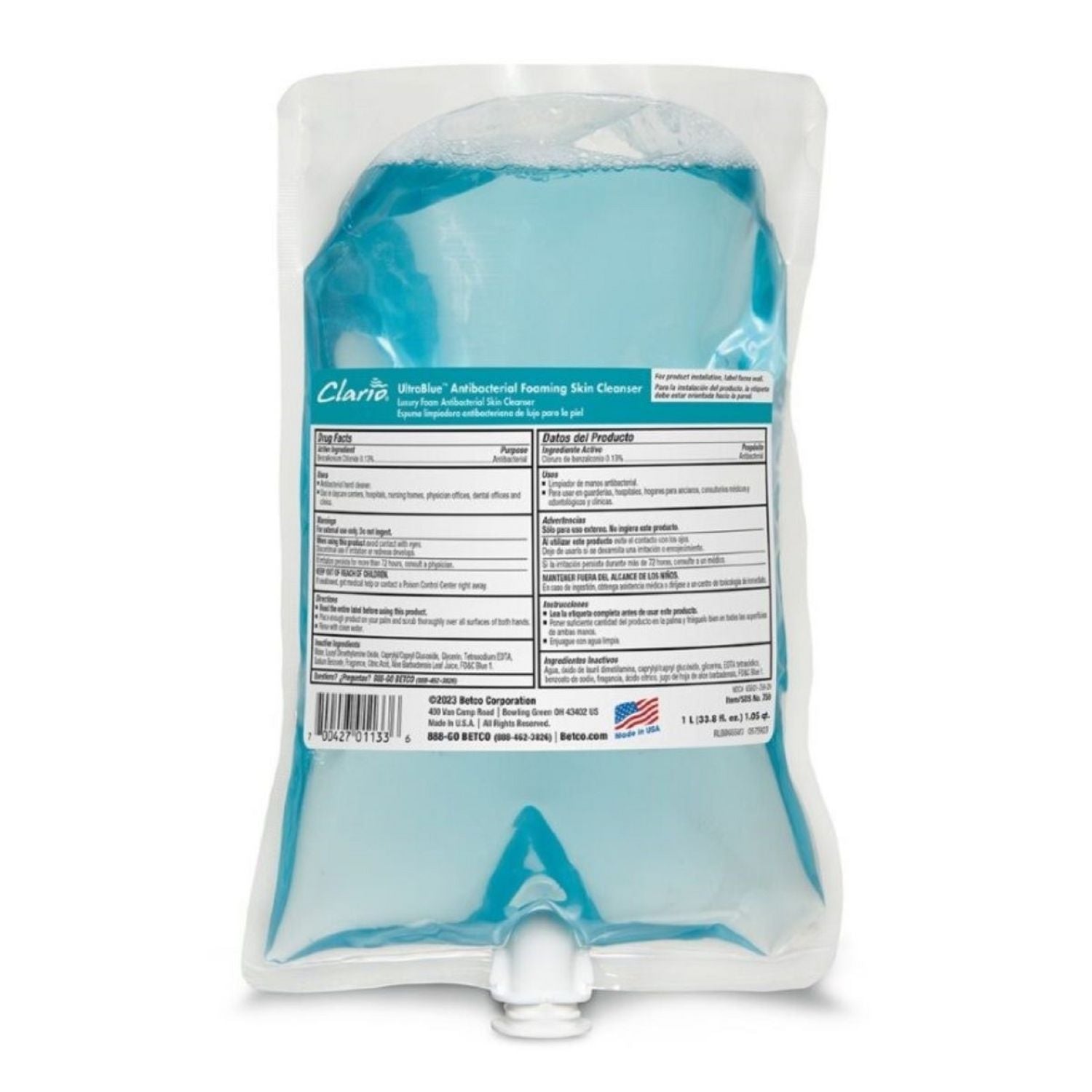 ultrablue-antibacterial-foaming-skin-cleanser-fragrance-free-1000-ml-refill-bag-6-carton_bet7592900 - 1