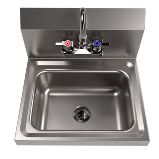 Stainless Steel Hand Sink with Faucet, 14" l x 10" w x 5" d, Ships in 4-6 Business Days