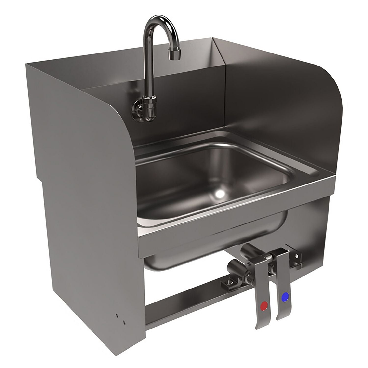 Stainless Steel Hand Sink with Side Splashes, 14" l x 10" w x 5" d, Ships in 4-6 Business Days