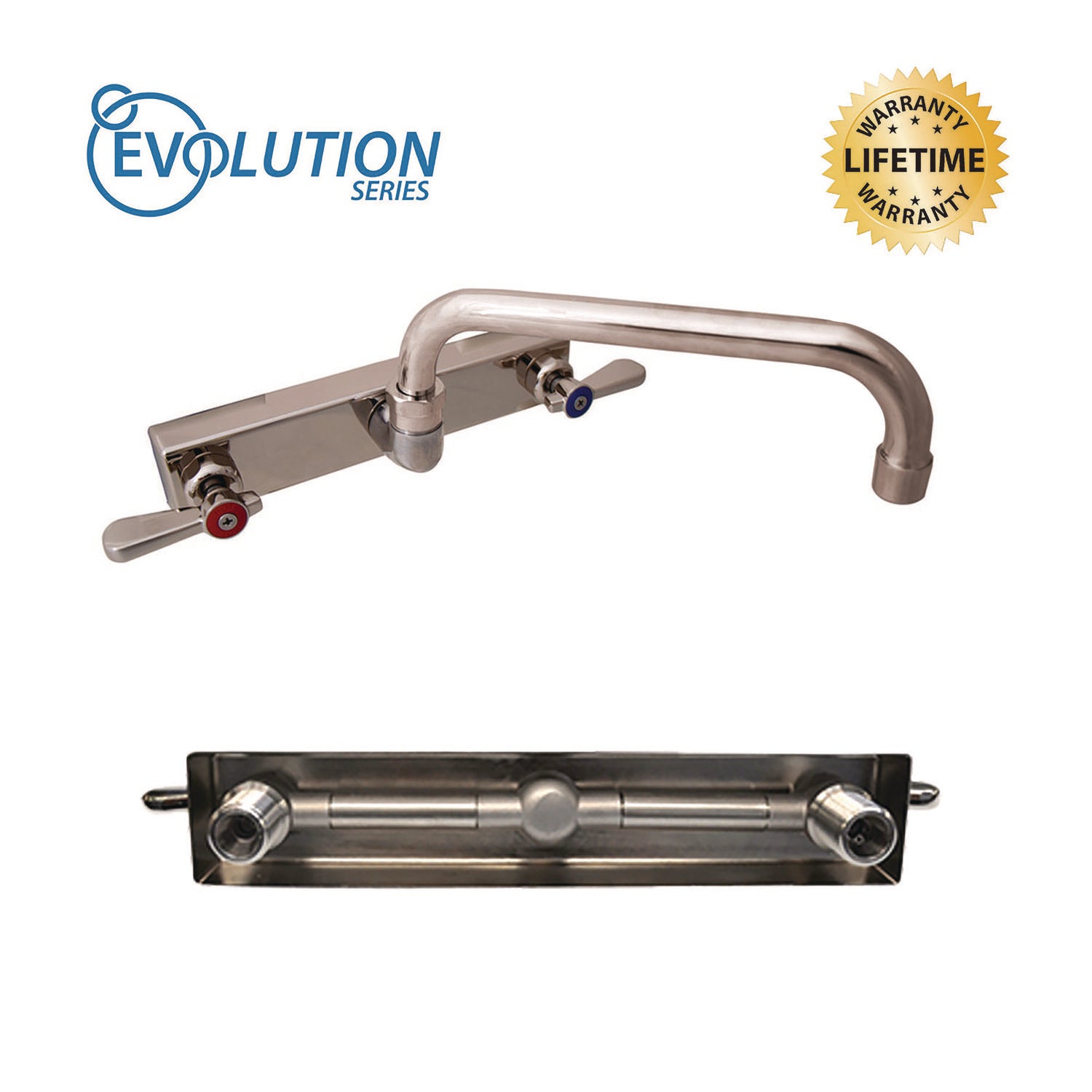 Evolution Splash Mount Stainless Steel Faucet, 4.69" Height/12" Reach, Stainless Steel, Ships in 4-6 Business Days