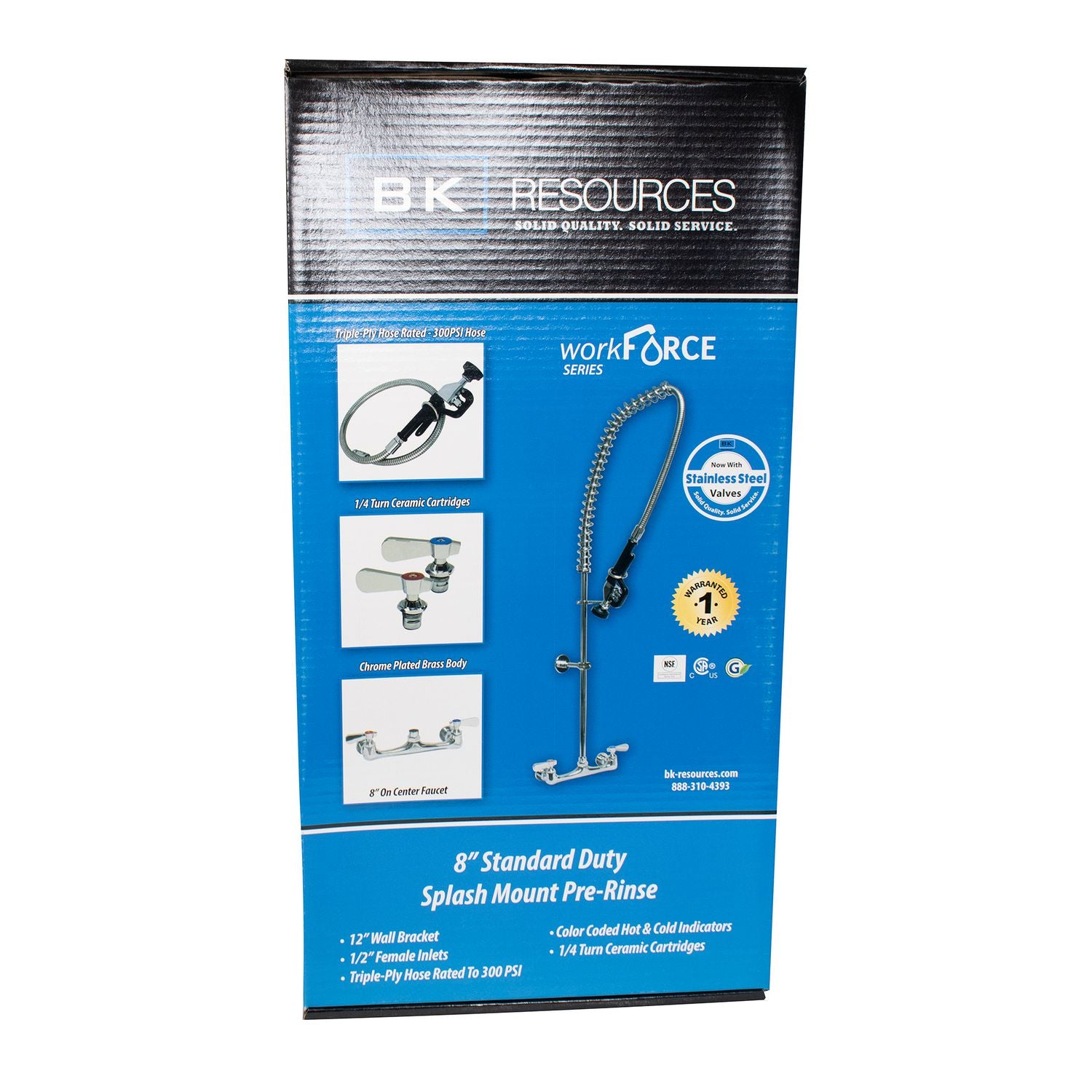 WorkForce Prerinse Add-A-Faucet, 8" Height, Chrome, Ships in 4-6 Business Days
