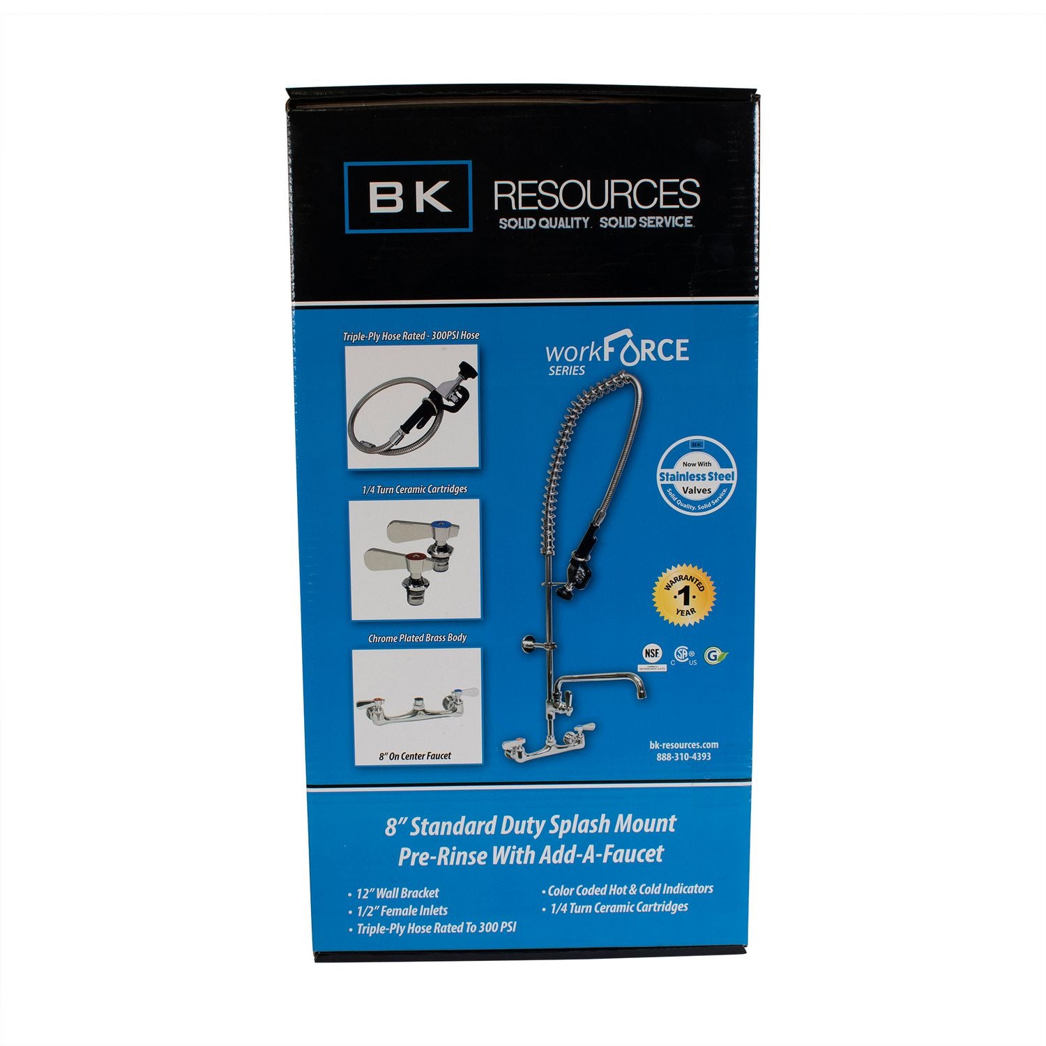 WorkForce Prerinse Add-A-Faucet, 4.62" Height/12" Reach, Chrome, Ships in 4-6 Business Days