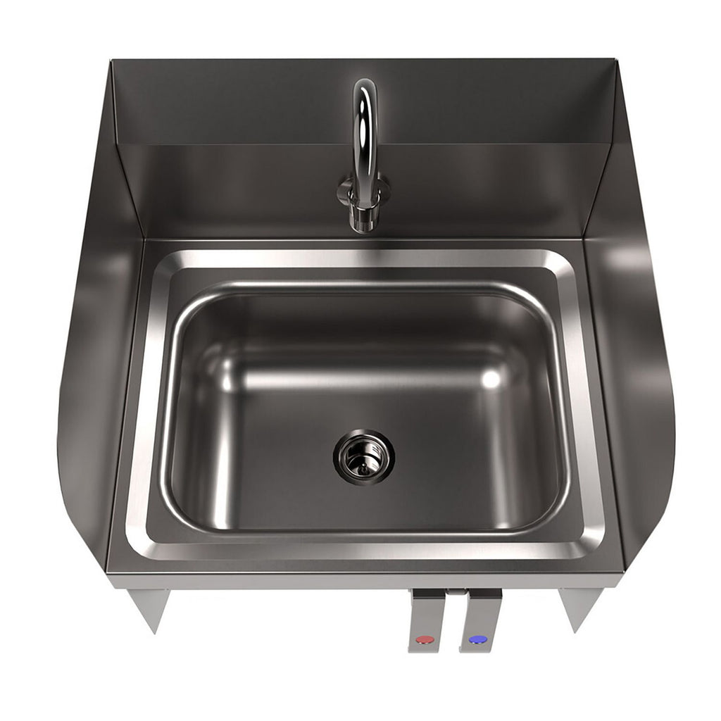 Stainless Steel Hand Sink with Side Splashes, 14" l x 10" w x 5" d, Ships in 4-6 Business Days