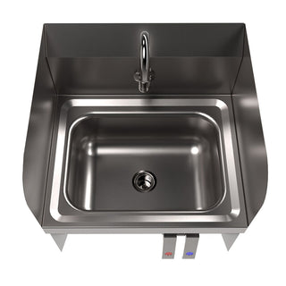 Stainless Steel Hand Sink with Side Splashes, 14" l x 10" w x 5" d, Ships in 4-6 Business Days