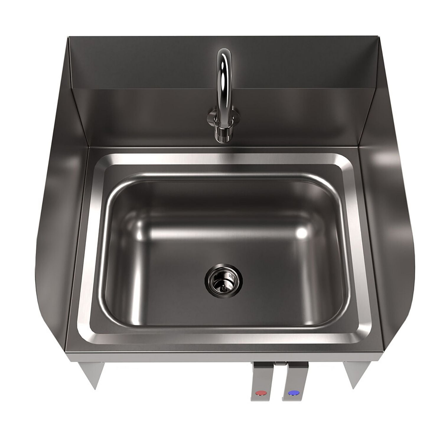 Stainless Steel Hand Sink with Side Splashes, 14" l x 10" w x 5" d, Ships in 4-6 Business Days