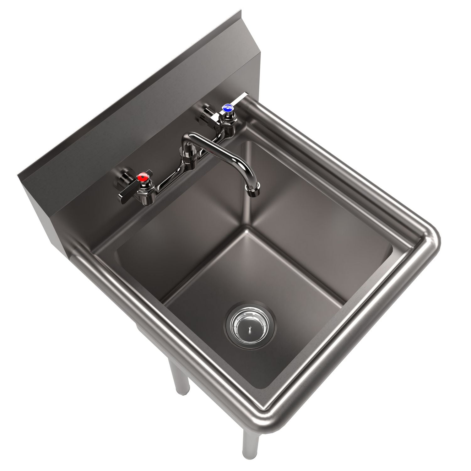 Stainless Steel Sink and Faucet Bundle, Sink/Faucet/Faucet Mounting Kit/Drain, 15" L x 15" W x 14" D, Ships in 4-6 Bus Days