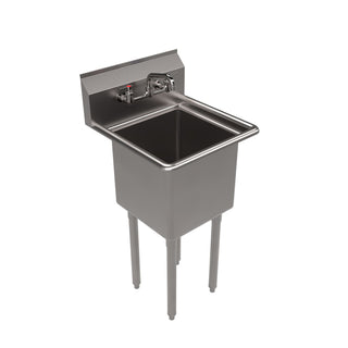 Stainless Steel Sink and Faucet Bundle, Sink/Faucet/Faucet Mounting Kit/Drain, 15" L x 15" W x 14" D, Ships in 4-6 Bus Days