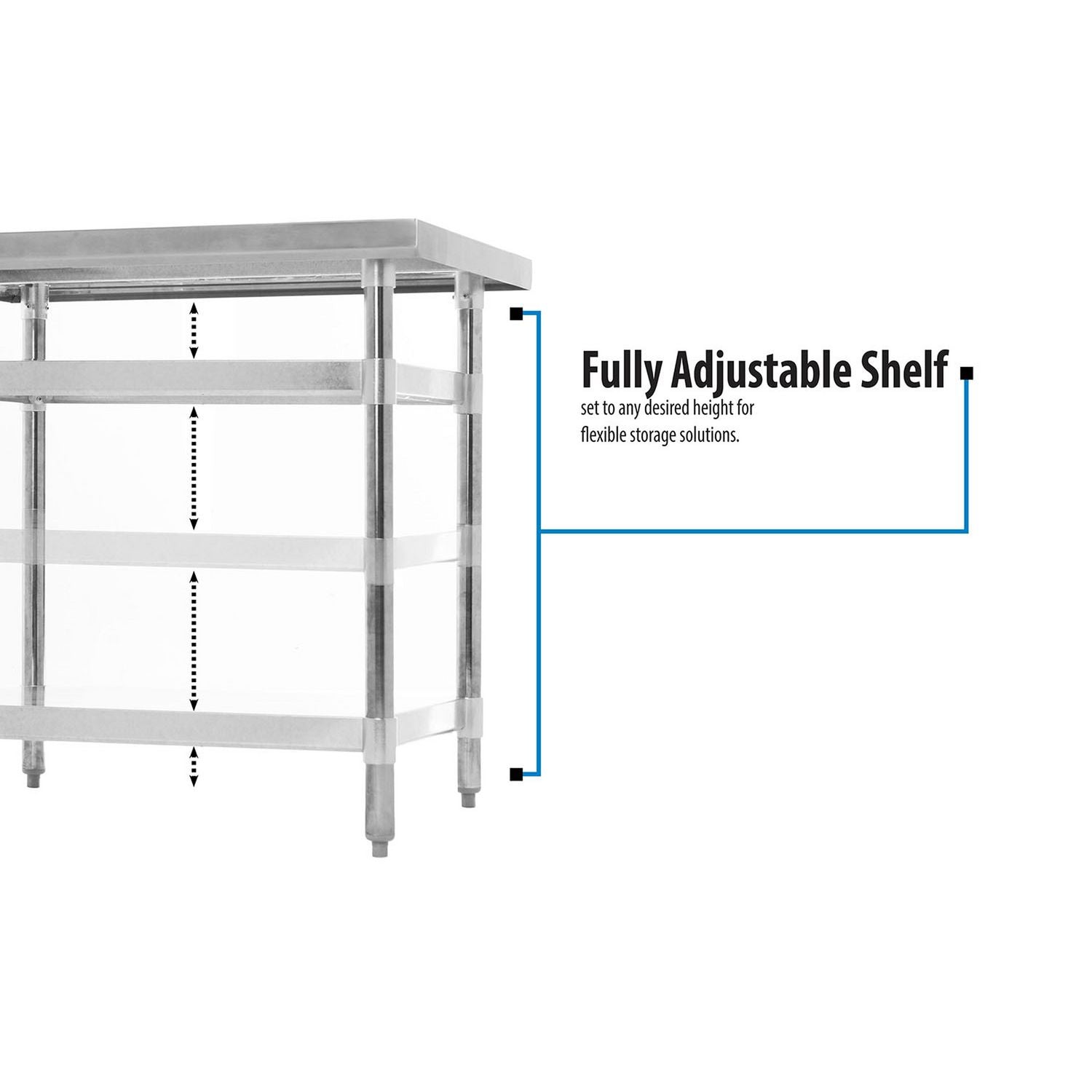 Stainless Steel Flat Top Work Tables, 48w x 24d x 36h, Silver, 2/Pallet, Ships in 4-6 Business Days - 4