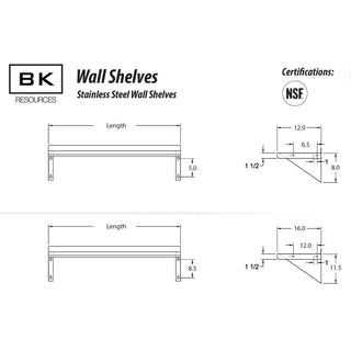 Stainless Steel Economy Overshelf, 32w x 12d x 8h, Stainless Steel, Silver, 2/Pallet, Ships in 4-6 Business Days