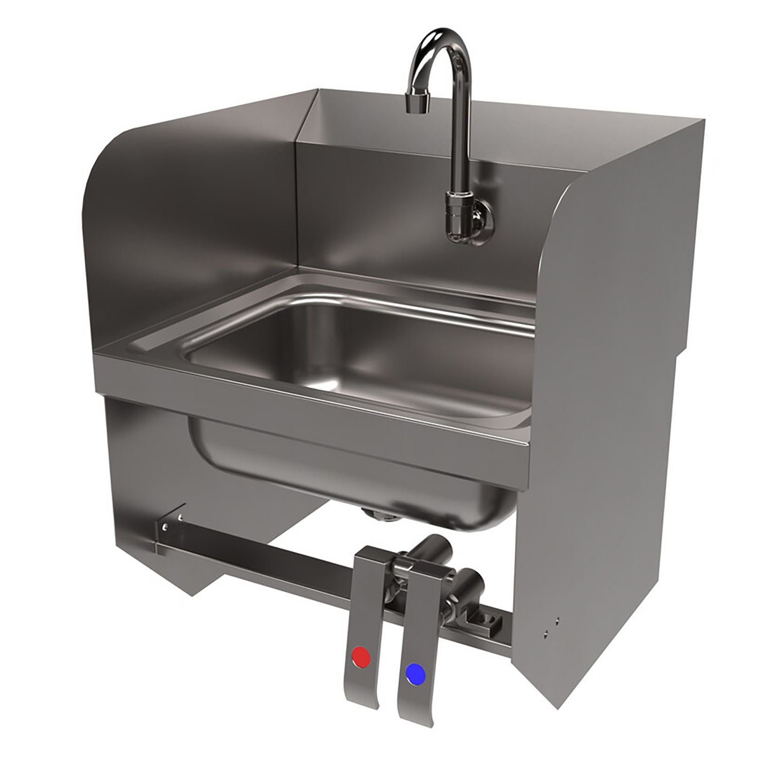Stainless Steel Hand Sink with Side Splashes, 14" l x 10" w x 5" d, Ships in 4-6 Business Days