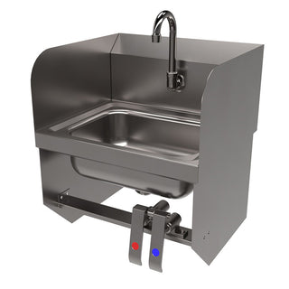 Stainless Steel Hand Sink with Side Splashes, 14" l x 10" w x 5" d, Ships in 4-6 Business Days