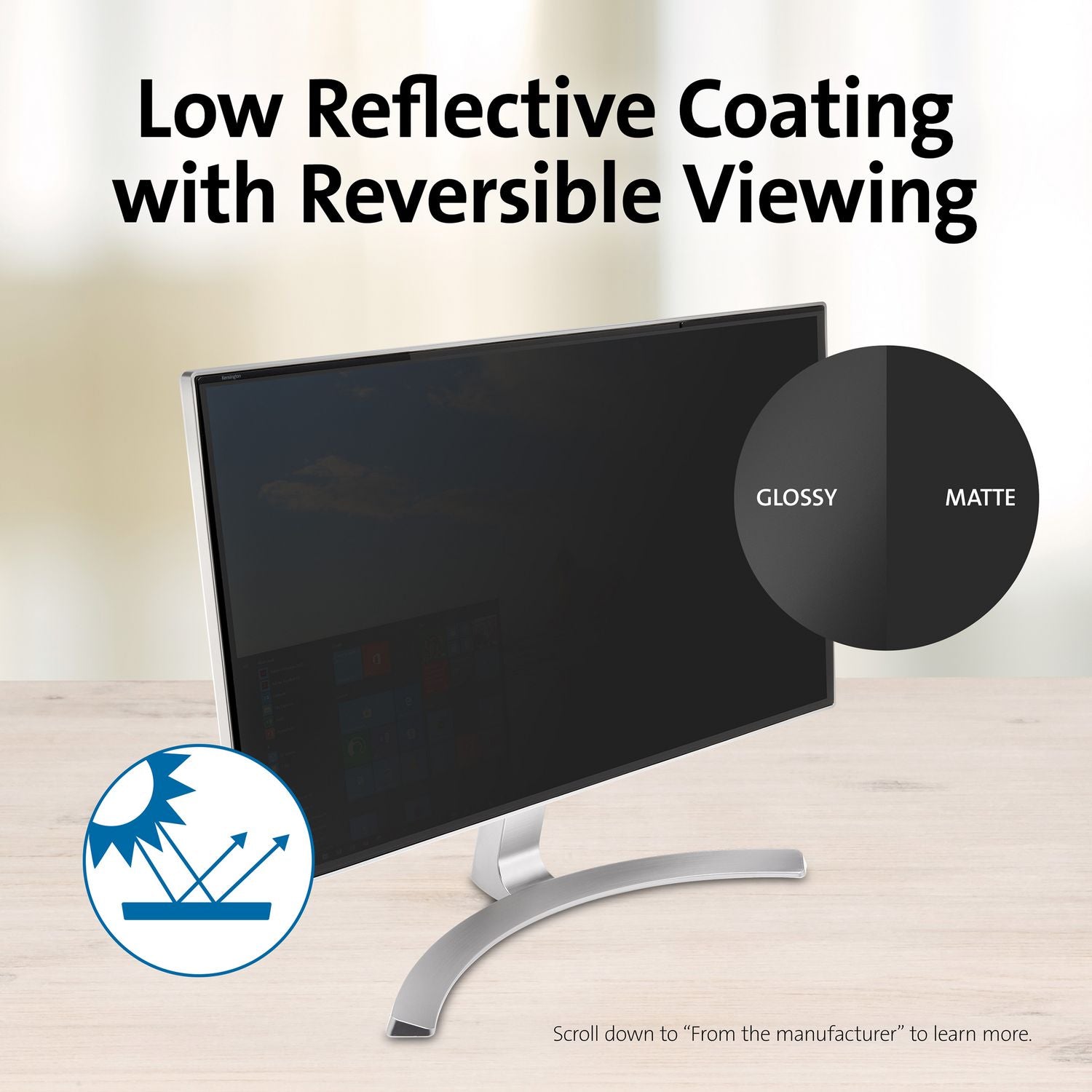 Magnetic Monitor Privacy Screen for 27" Widescreen Flat Panel Monitors, 16:9 Aspect Ratio