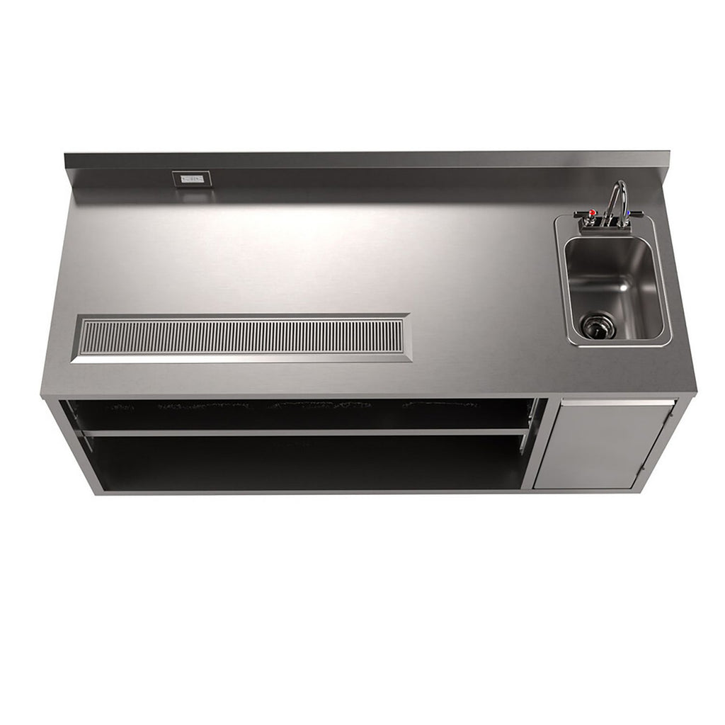 Stainless Steel Beverage Table with Right Sink, Rectangular, 30" x 72" x 41.5", Silver, Ships in 4-6 Business Days