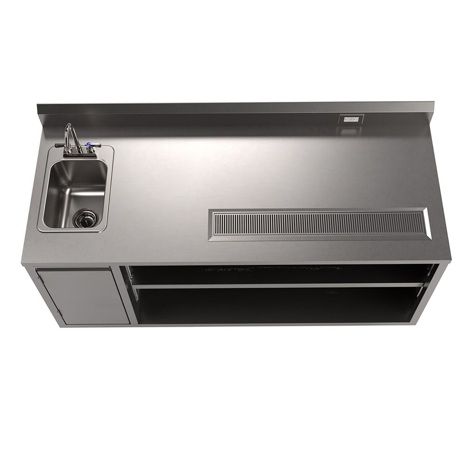 Stainless Steel Beverage Table with Left Sink, Rectangular, 30" x 72" x 41.5", Silver, Ships in 4-6 Business Days