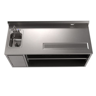 Stainless Steel Beverage Table with Left Sink, Rectangular, 30" x 72" x 41.5", Silver, Ships in 4-6 Business Days