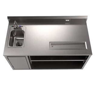 Stainless Steel Beverage Table with Left Sink, Rectangular, 30" x 60" x 41.5", Silver Top/Base, Ships in 4-6 Business Days