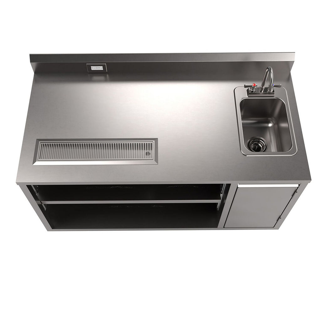Stainless Steel Beverage Table with Right Sink, Rectangular, 30" x 60" x 41.5", Silver Top/Base, Ships in 4-6 Business Days