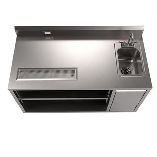 Stainless Steel Beverage Table with Right Sink, Rectangular, 30" x 60" x 41.5", Silver Top/Base, Ships in 4-6 Business Days