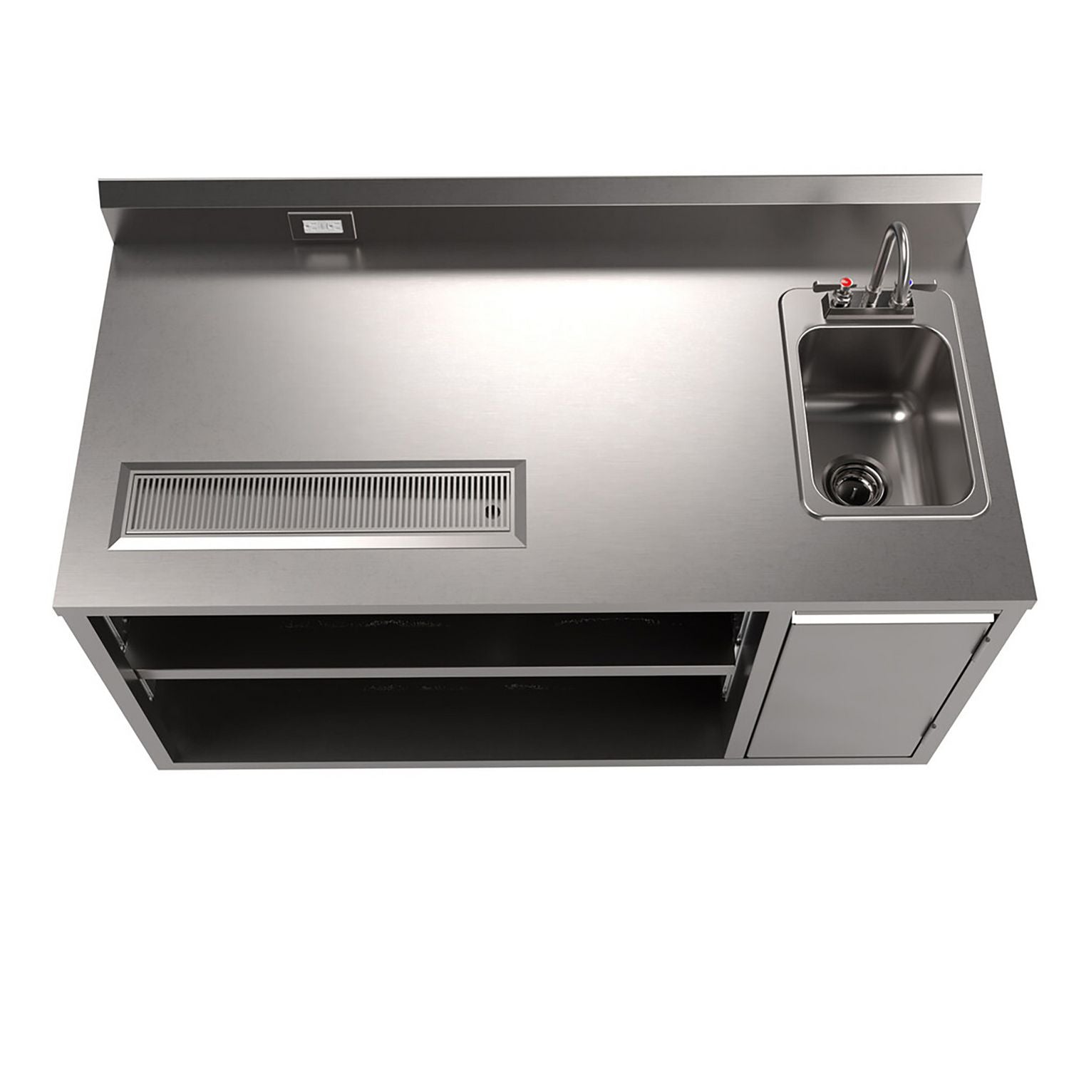 Stainless Steel Beverage Table with Right Sink, Rectangular, 30" x 60" x 41.5", Silver Top/Base, Ships in 4-6 Business Days