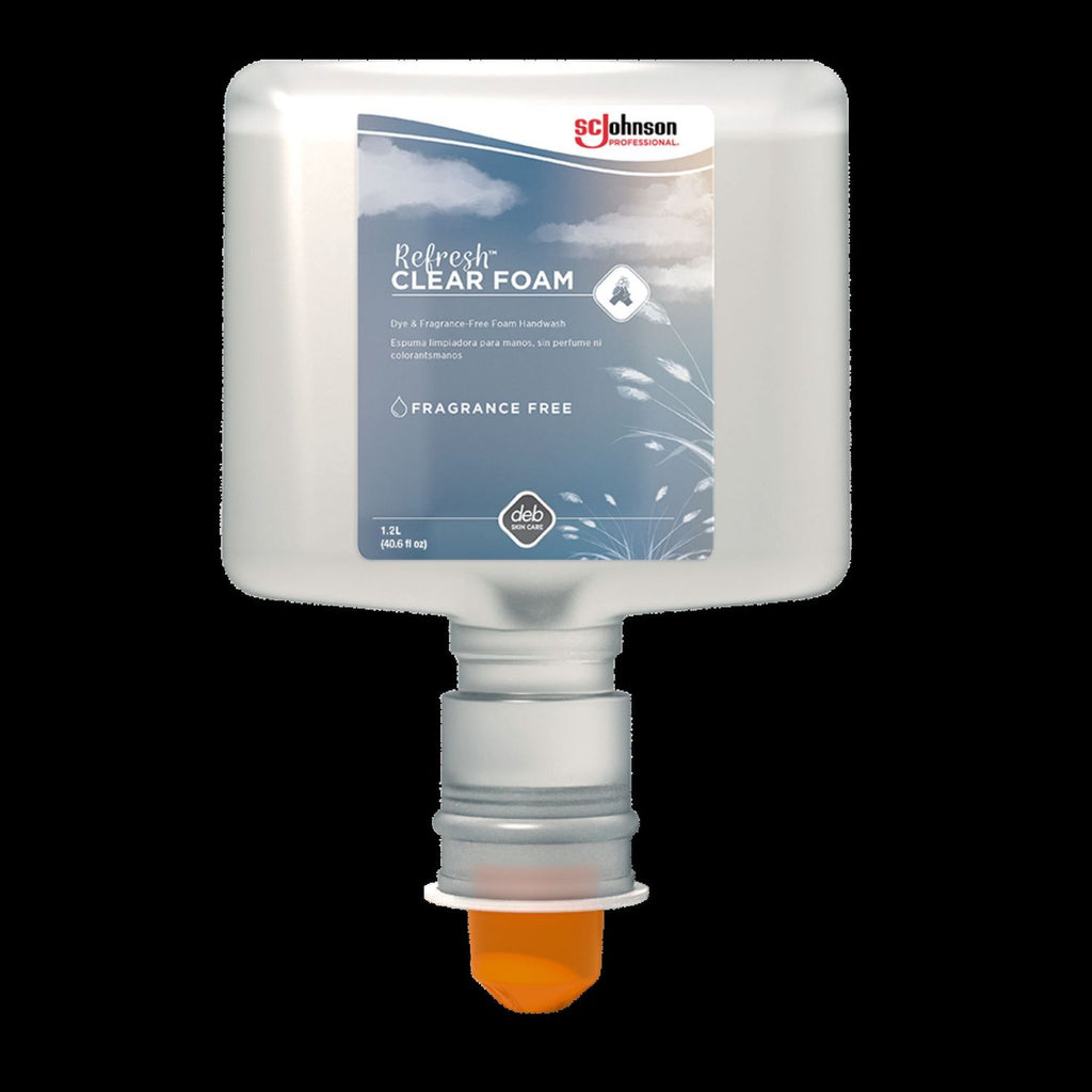 SC Johnson Hypoallergenic Foam Hand Soap - 40.6 fl oz (1200 mL) - Dirt Remover, Kill Germs - Hand - Moisturizing - Clear - Unscented, Dye-free, Anti-irritant - 3 / Carton