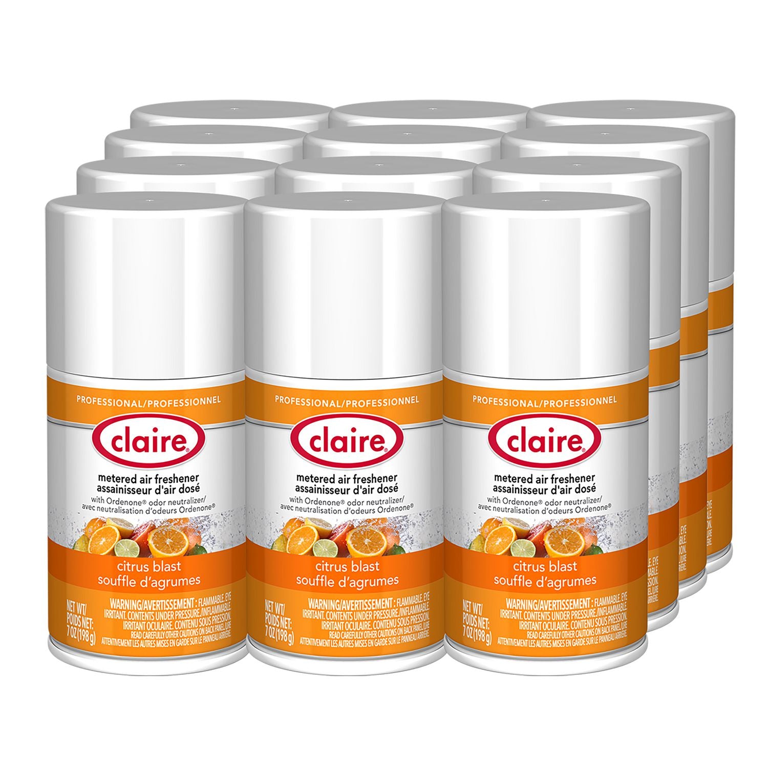 Claire Citrus Blast Metered Aerosol - Aerosol - 330 Sq. ft. - 10 fl oz (0.3 quart) - Citrus Blast - 30 Day - 12 / Pack