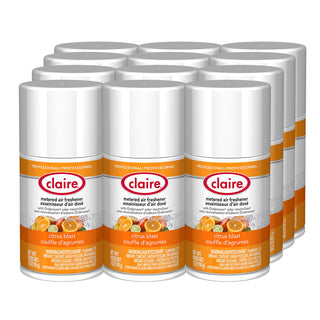 Claire Citrus Blast Metered Aerosol - Aerosol - 330 Sq. ft. - 10 fl oz (0.3 quart) - Citrus Blast - 30 Day - 12 / Pack